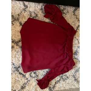 Maroon Top Off Shoulder